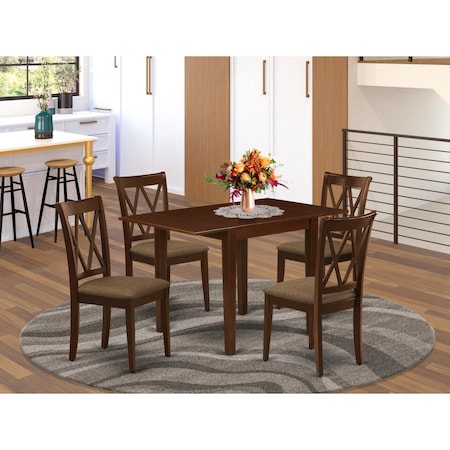 East West Furniture Norden Dining Room Table Set - Mahogany, Set of 5 NDCL5-MAH-C